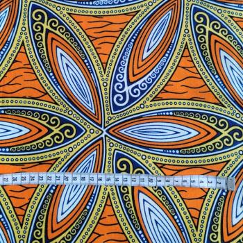 ORANGE FLOWERS Afrikanischer Wax Print Stoff